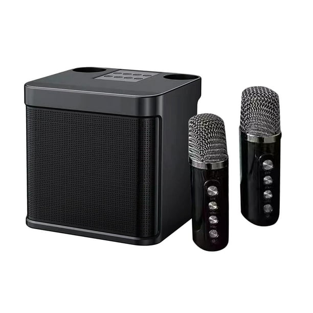 Altavoz portátil BT Potente máquina de karaoke con 2 micrófonos inalámbricos Negro