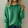 thumbnail image 4 of Huankd Warm Hooded Cash_mere Sweaters for Women Long Sleeve Lightweight Soft Merino Wool Pullover Knit Sweater Fall Clothes Green L, 4 of 4