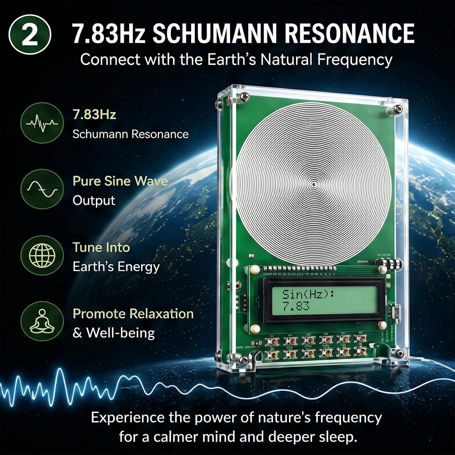 Calminity Frequency Machine & Calminity Frequency Generator - Adjustable 7.83Hz Schumann Resonance Calamity Frequency Generator, Nature Sine Wave Frequency Generator for Sleep (0.01Hz-200000Hz)
