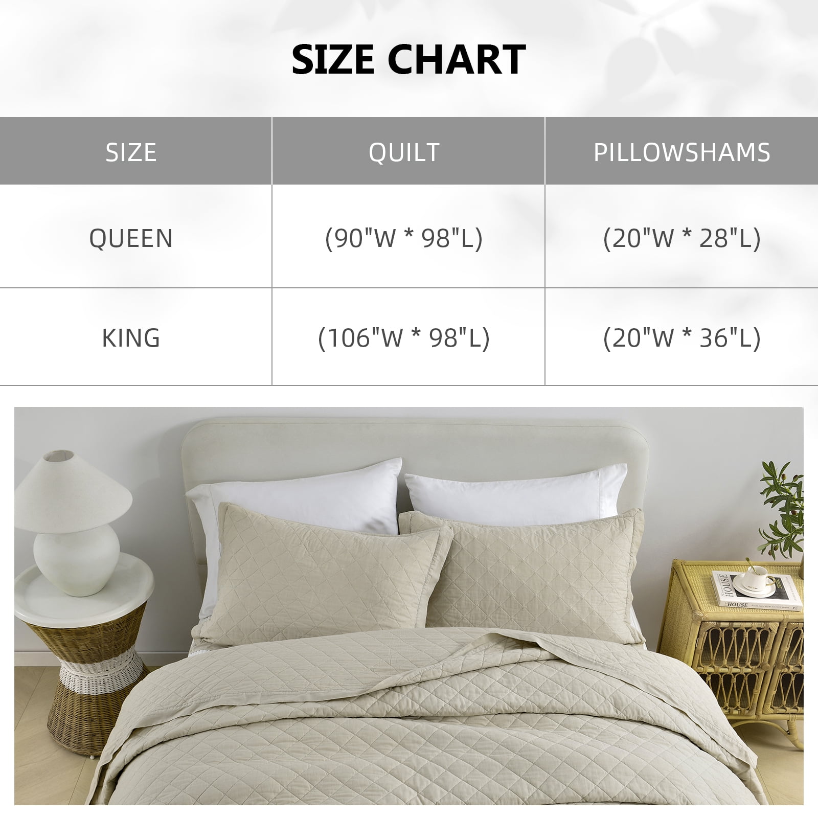 PANGUSHAN 100% Cotton King Quilt Set, Elegant Diamond Pattern Solid Color King Size Quilt Bedding Set Bedspreads, Reversible Quilted Lightweight Comforter, Beige Bed Spread for King Bed, 3pcs