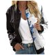 thumbnail image 1 of Gibobby chaquetas largas Chaquetas diarias informales para mujer, chaqueta informal ligera con cremallera, abrigo con estampado Floral, cuello levantado, prendas de vestir deportivas(Blanco, S), 1 of 5