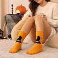 thumbnail image 5 of Halloween Mid Calf Slipper Socks for Women Thick Plush Warm Fuzzy Home Lounge Socks with Festive Graphic Ultra Soft Non-Slip Ideal for Cozy Indoor Wear and Cold Seasons Orange, 5 of 7
