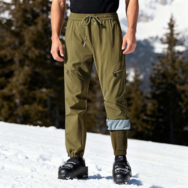 Pantalon de Ski Unisexe Décontracté Patchwork Solide avec Fermeture Éclair et Multiples Poches