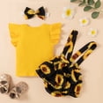 thumbnail image 4 of LMTODLFG Baby Boy Clothes Girls Clothes T Shirt Tops Floral Suspender Shorts Ruffle Sleeve Outfits Headband Set Spring Summer 0-18 Months 12 Month Girl Clothes Yellow 12-18 Months, 4 of 9