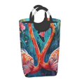thumbnail image 2 of KLL Romantic Flamingo Pair Laundry Hamper,Large Canvas Fabric Lightweight Storage Basket Toy Organizer Dirty Clothes Collapsible Waterproof, 2 of 6