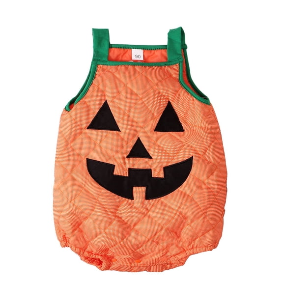LILIYA Boys and Girls Halloween Sleeveless Pumpkin Romper Jumpsuit Overalls Cute Strap Clothes Soft Comfortable for Children Party 2-3 Years