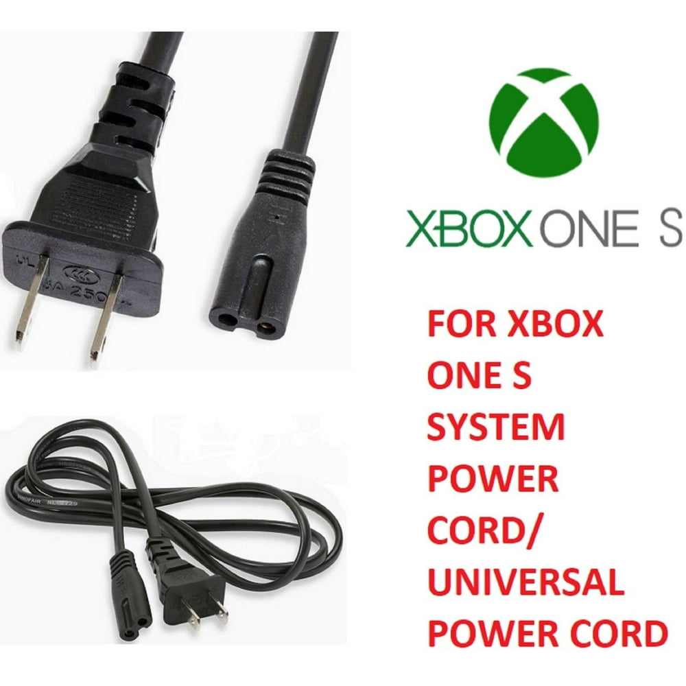For Xbox One S 6FT PA14 2 Slot Prong Power Cord Charging Cable Wall
