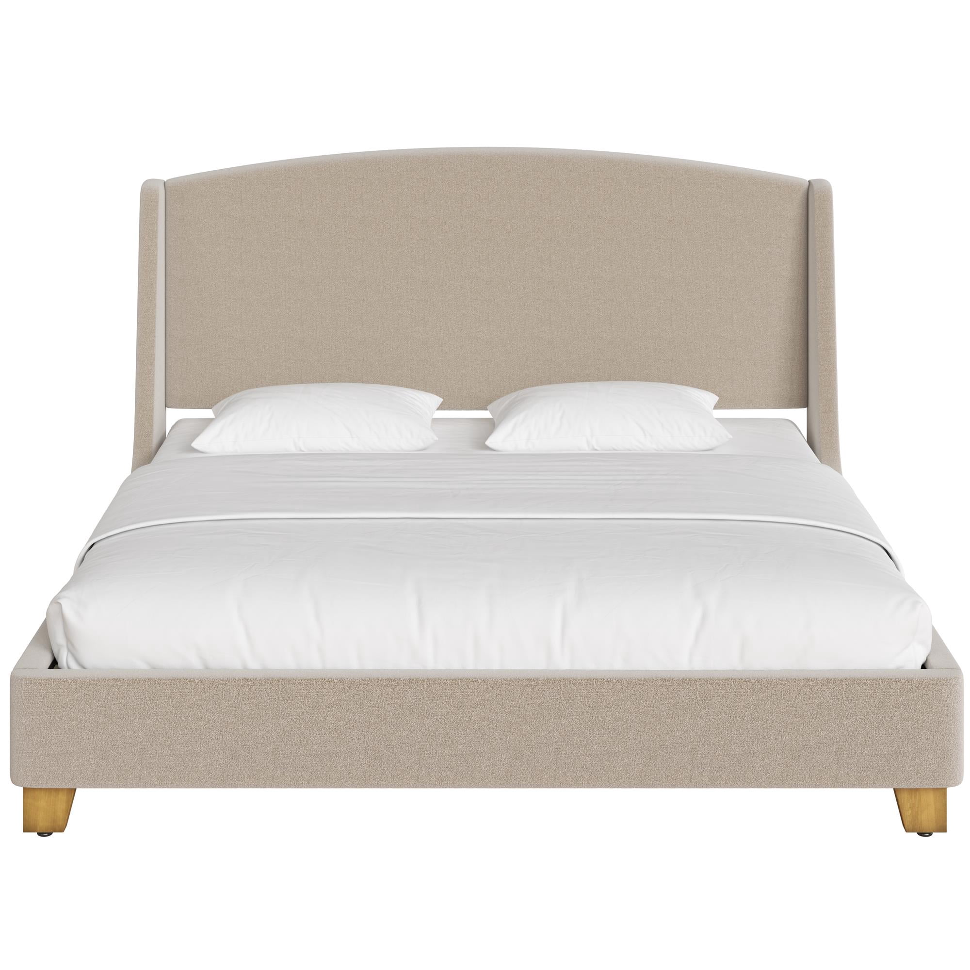 Better Homes & Gardens Windsor Platform Bed with Wingback Headboard, King, Wheat Boucle