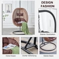 thumbnail image 5 of SUDICA Rattan Egg Hanging Chair with Stand and Soft Cushion, Brown Wicker Swing Chair for Indoor and Patio, 5 of 9