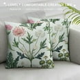 thumbnail image 3 of COMIO  - Standard Size Pillow Cases Pillowcases Pillow Shams Covers, Soft Microfiber, Floral Shabby Chic Coquette Cottagecore Botanical Flower Green Pink White,, 3 of 5