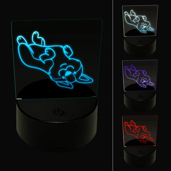 Pembroke Welsh Corgi Laying on Back Dog LED Night Light Sign 3D Illusion Desk Nightstand Lamp
