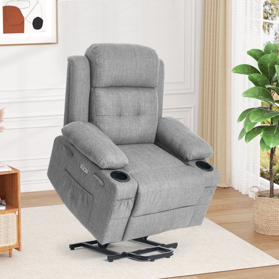 Betisef Adjustable Electric Power Lift Recliner Chair for Elderly, Massage Lift Chair W/ Heat , Assist Recliner Grey