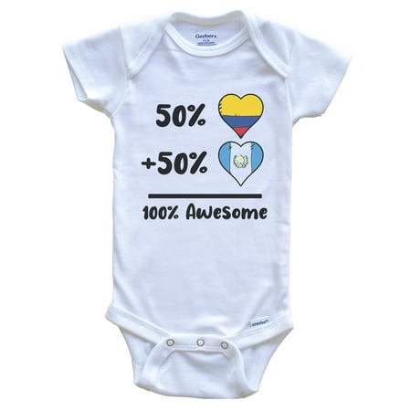 

50% Colombian Plus 50% Guatemalan 100% Awesome Colombia Guatemala Heart Flags Baby Bodysuit