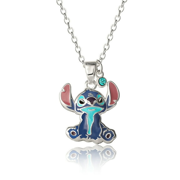 Disney Stitch Silver Plated Enamel & Blue Crystal Sitting