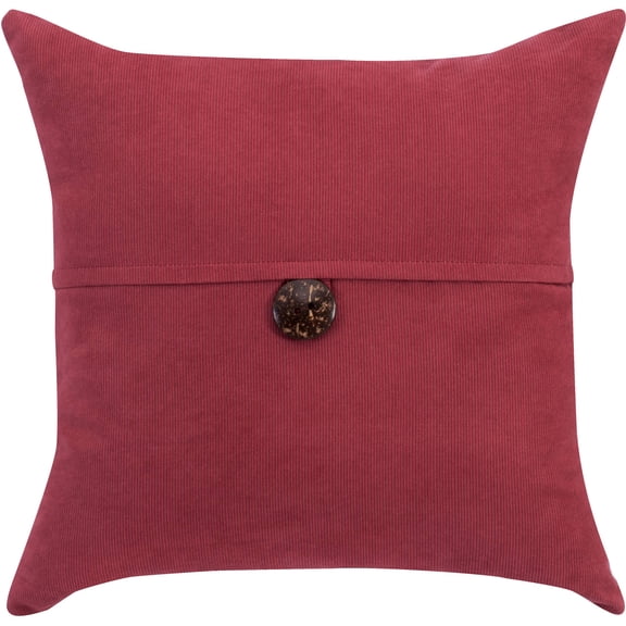 Mainstays Ultra Cord Coconut Button Square Decorative Throw Pillow, 18" x 18", Brick Red