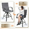 thumbnail image 5 of MRUAKA 3-Piece Patio Swivel Bar Set - All Weather High Top Bistro Set with 2 Oversize Bar Stools & Metal Table for Backyard, Garden, Porch (Dark Gray), 5 of 6