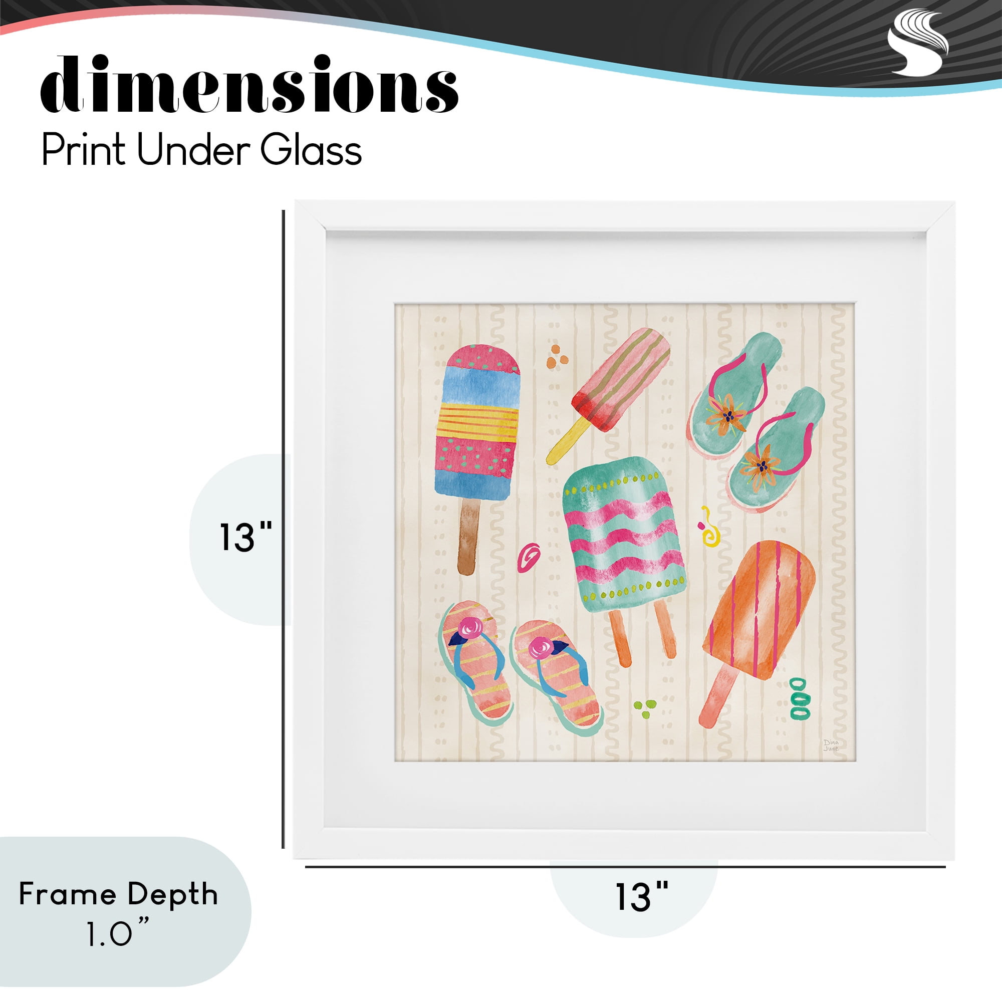 Stupell Industries Summer Popsicles & Sandals White Framed Print Under Glass, design by Dina June