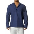 thumbnail image 6 of aturustex Men Shirt Top Cotton Linen Henley Long Sleeve Casual Beach Shirts Tops 3/4 Sleeve Solid Plus Size, 6 of 9