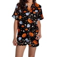 thumbnail image 4 of Halloween Pajamas Halloween Pumpkin Print Plus Size Button Pajamas for Women Set, 4 of 8
