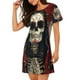 thumbnail image 2 of Fotbe Gothic Skull With Roses Bata de Dormir para Mujer con Estampado, Camisón de Algodón de Manga Corta, Ropa de Dormir Casual, 2 of 6