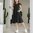 thumbnail image 2 of snilers Girls Dresses Kids Summer Ruffle Sleeve Dress Tiered Swing Midi Casual Sundress with Pockets Size 4-14 Years, 2 of 9