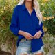 thumbnail image 4 of Puntoco Mujeres Suelto Casual Manga Larga Sólido Turn Down Collar Casual Blusa Camiseta tops Puntoco Puntoco-5811, 4 of 8