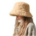 thumbnail image 4 of UTSJKR Slouchy Beanie Hat Faux Fur Bucket Hat Fleece Fuzzy Fluffy Warm Skull Cap Oversized Thick Winter Hat for Cold Weather Khaki, 4 of 5