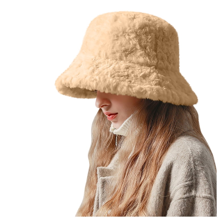 APEXFWDT Womens Bucket Hat, Fuzzy Furry Winter Warm  display picture 1
