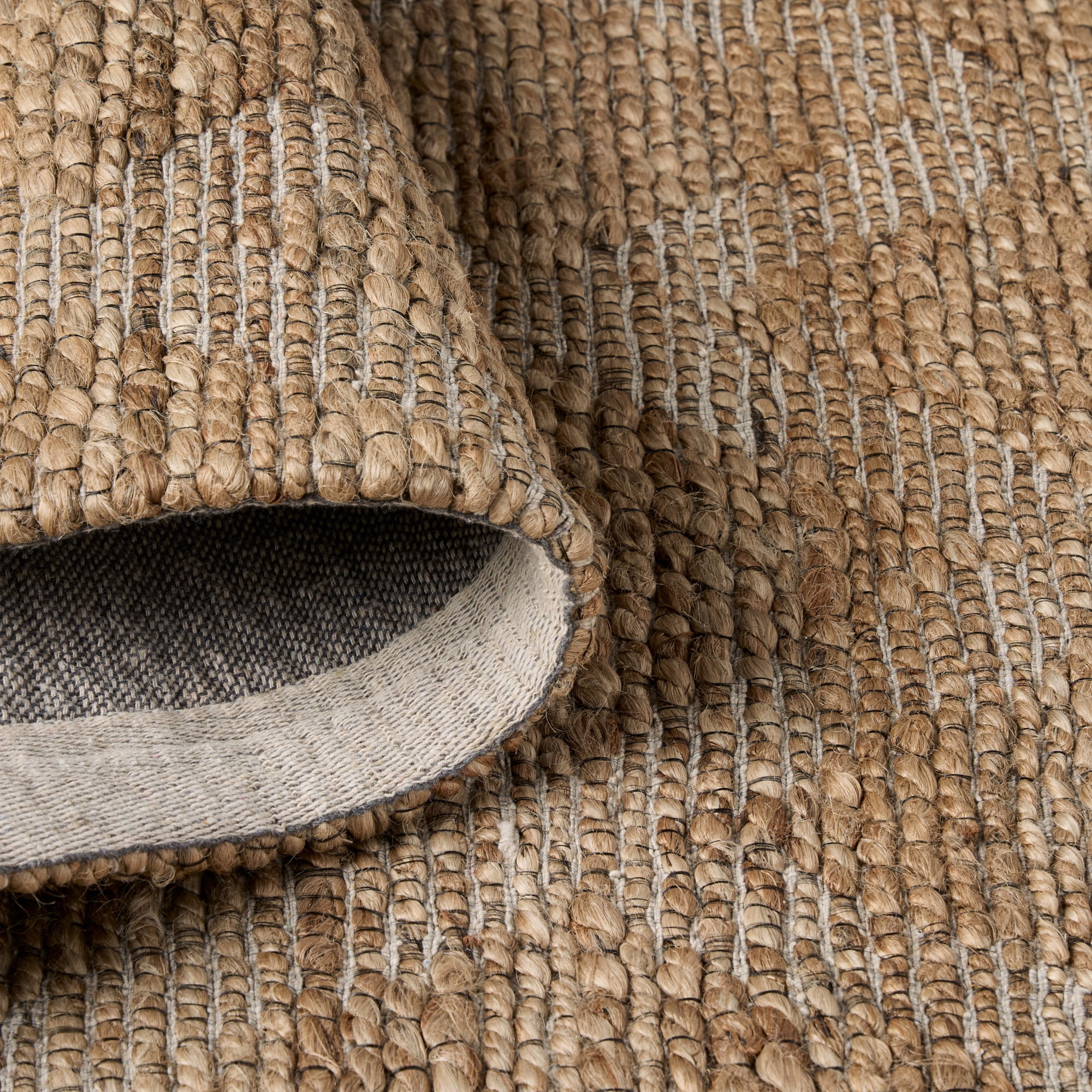 TOWN & COUNTRY TERRA Sol Interwoven Diamond Hand-Knotted Flatwoven 100% Natural Jute Runner Area Rug, Natural/Black, 2'5"x7"