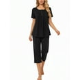 thumbnail image 3 of UVN Womens Pajama Sets Short Sleeve Crewneck Tops and Capri Pant Lounge Set Ladies Pjs Sleepwear Loungewear 2 Piece Outfit, 3 of 9