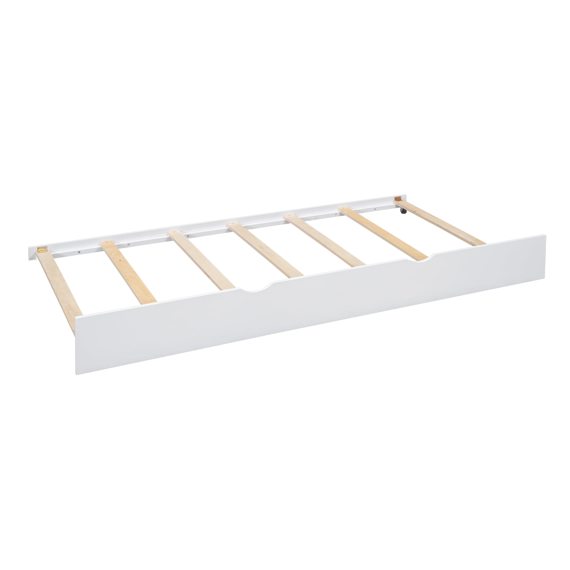 Kumix Platform Bed with Trundle, Wooden Twin Size Platform Bed Modern Design with Storage Shelf, House Roof and Window with Storage Box, No Box Spring Needed, Easy Assembly, White