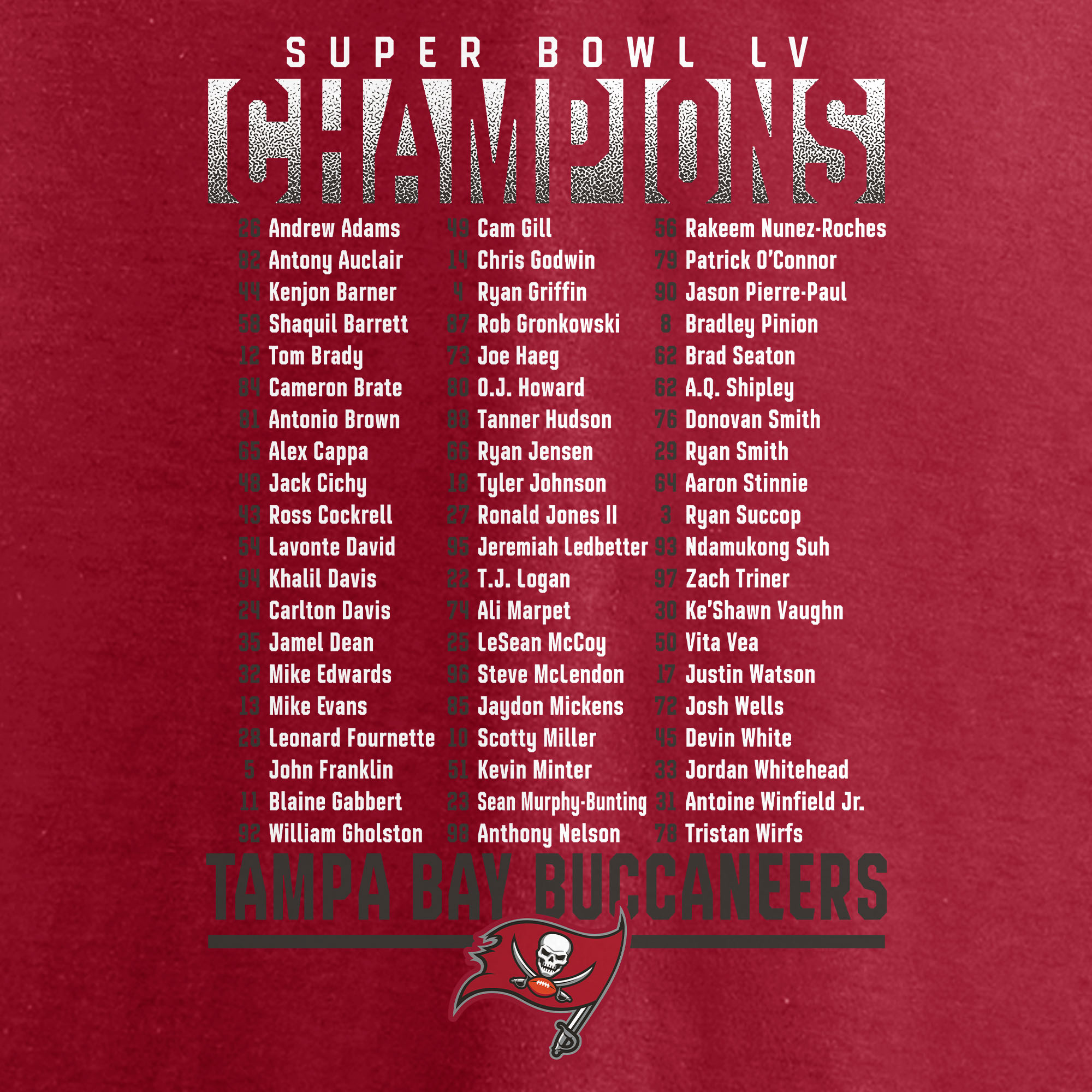 : Tampa Bay Buccaneers Super Bowl LV Champions Brown