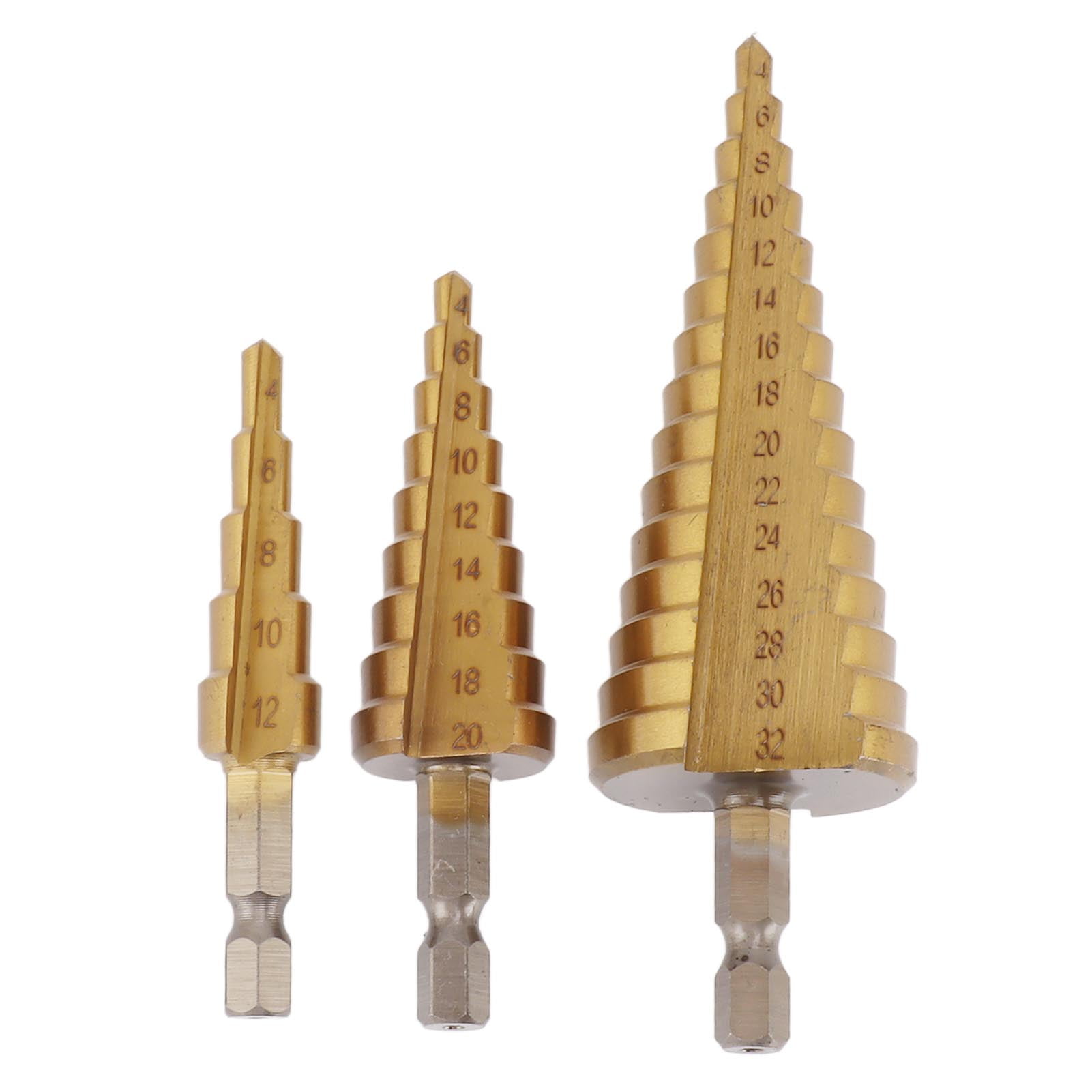 Pagoda Drill Hole Opener, Steel Cone Drill Bit Set Wearproof Fast