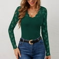 thumbnail image 2 of biudgviw Womens Shirts Lace Scalloped Neckline Slim Going out Tops Long Sleeve Cute Solid Color Party Casual Blouses Fall Clothes, 2 of 7