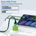 thumbnail image 2 of USB Charger Block, 3 Pack USB Wall Charger with 6FT Type C Charger Cable Cord USB-C Charging Cable, Dual Port Phone Charger Android Fast Charging Block USB Plug Adapter USB Charging Block[Green], 2 of 7