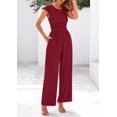 thumbnail image 4 of Mono PRETTYGARDEN de Verano para Mujer en Rojo Vino Acanalado, 4 of 8