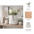 thumbnail image 6 of Wide Pottery Vase for Living Room Decor - Ceramic Flower Vase with Woven Jute Accents for Home, Bedroom, House and Office Table - Classic Accent Display for Mantel and Console - 16", White & Brown, 6 of 16