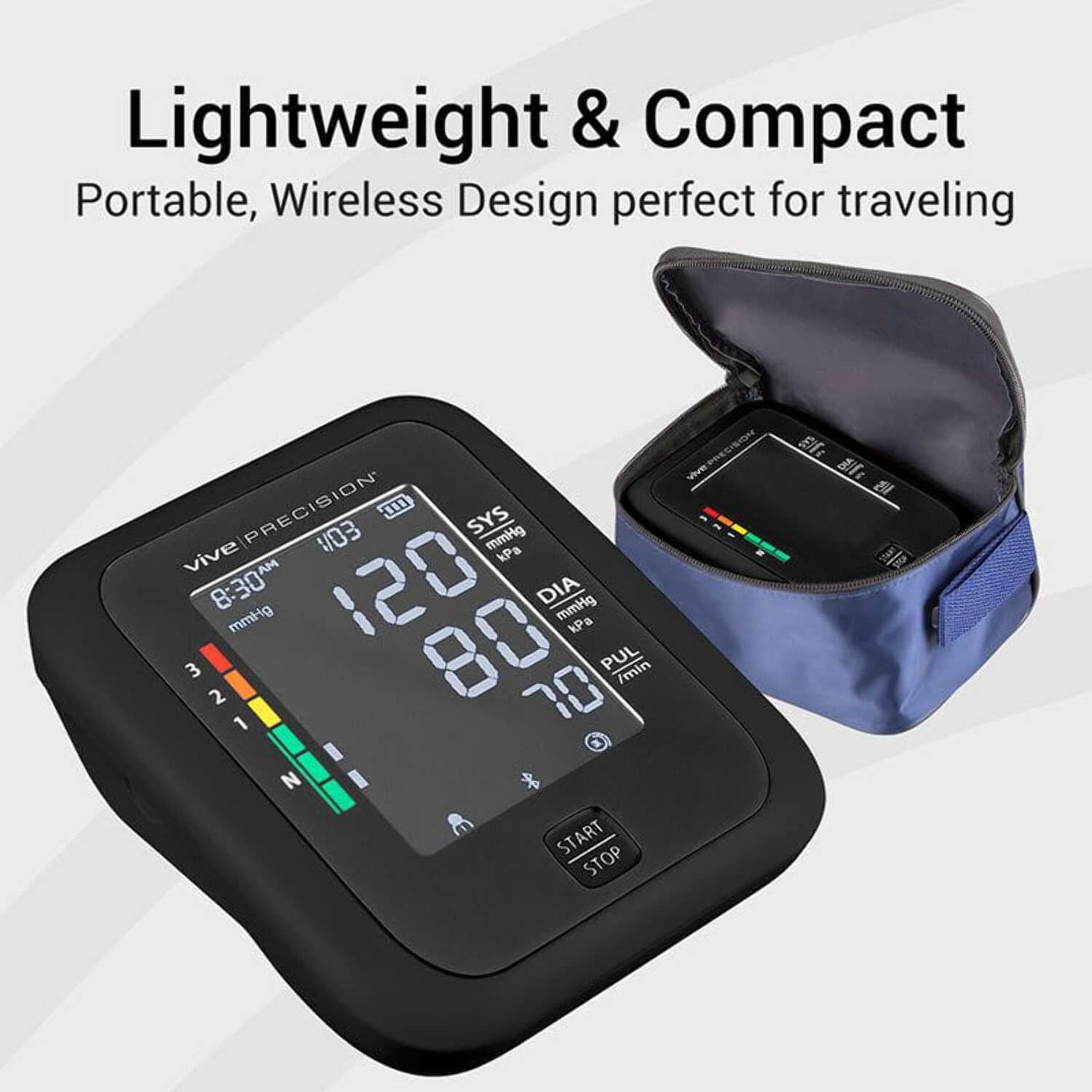 Vive Precision Upper Arm Blood Pressure Monitor (Model: BT-S) – Includes App for iOS & Android Compatibility
