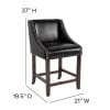 thumbnail image 6 of Flash Furniture Carmel Series 24" High Transitional Walnut Counter Height Stool with Nail Trim in Black LeatherSoft, 6 of 12