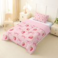 thumbnail image 2 of spefrowx Watercolor Strawberry Bow Print Twin Comforter Sets for Teens, Blush Pink Fruit Bedding Set, Pink Reversible, 2-Piece, 1 Comforter and 1 Pillowcase, 2 of 6