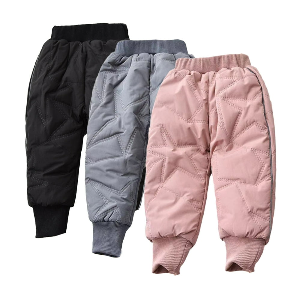 Chuank Kids Toddler Girls Winter Pants Sweatpants Thickened Warm Trousers Fleece Lined Trousers Outdoor 1 10y Baby Winter Jogger Pants Black 1 2y