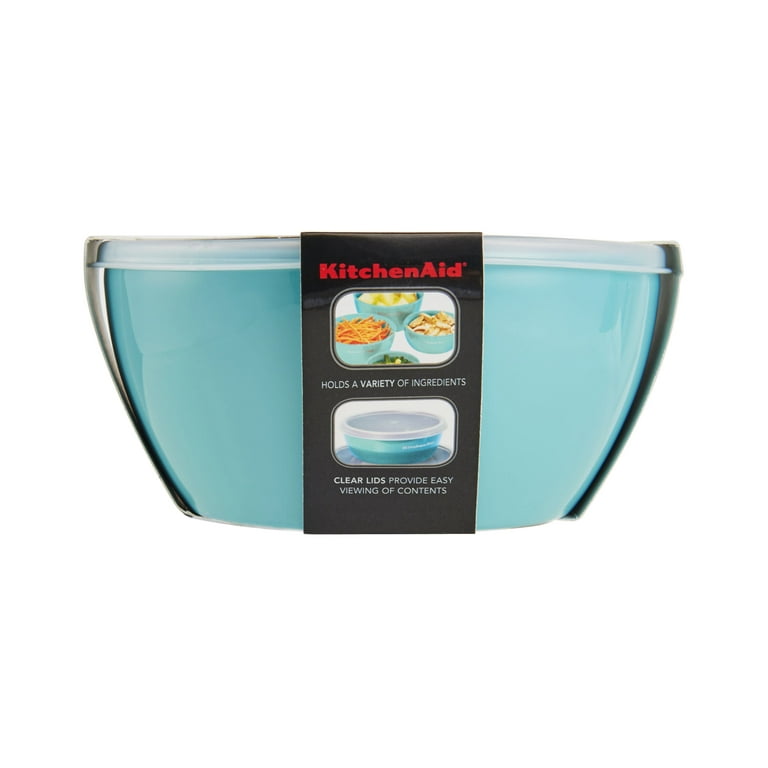 KitchenAid Set of 4 Prep Bowls with Lids, Aqua Sky