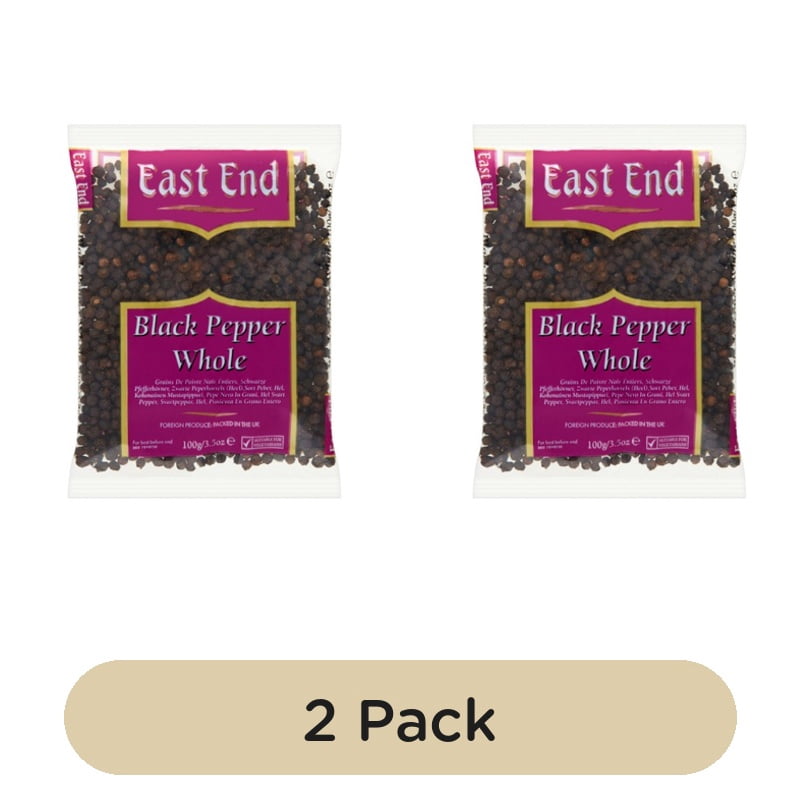 East End Black Pepper Whole 100g, British Import (Pack of 2)