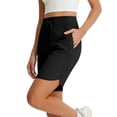 thumbnail image 3 of LangJing Women's Bermuda Long Shorts High Waisted Summer Casual Shorts Workout Gym Athletic Running Hiking Shorts with Pockets Black,XXL, 3 of 7
