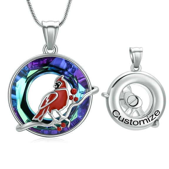 Birthstone Hummingbird Urn Cremation Jewelry Crystal Circle Urn Necklace for Ashes Memorial Keepsake Necklace of Loved One for Women Men Gifts