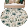 thumbnail image 2 of Round Area Rug 7 Ft, Watercolor Dandelion Washable Non-Slip Circle Carpet for Living Room/Bedroom, Spring Floral Botanical Vintage Beige Low-Profile Large Runner Mat Collection Rugs for Indoor, 2 of 7