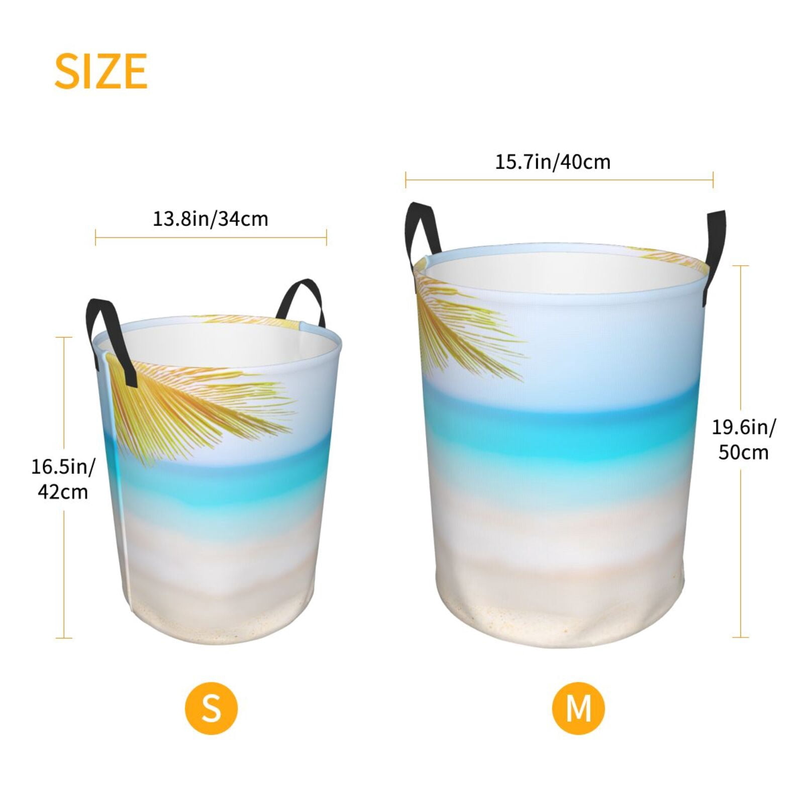 Large Laundry Basket with Handles - Coconut Palm Tree on Beach Kids Baby Dirty Clothes Laundry Hamper for Bedroom Aesthetic