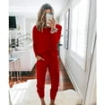 thumbnail image 2 of PRETTYGARDEN Women's Spring Fall 2 Piece Lounge Outfit Long Sleeve Crewneck Pullover Tops High Waisted Pants Set Tracksuit, 2 of 5