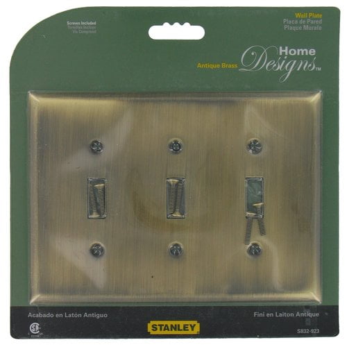 Stanley Hardware 832923 Antique Brass Triple Switch Wall Plate With Screws