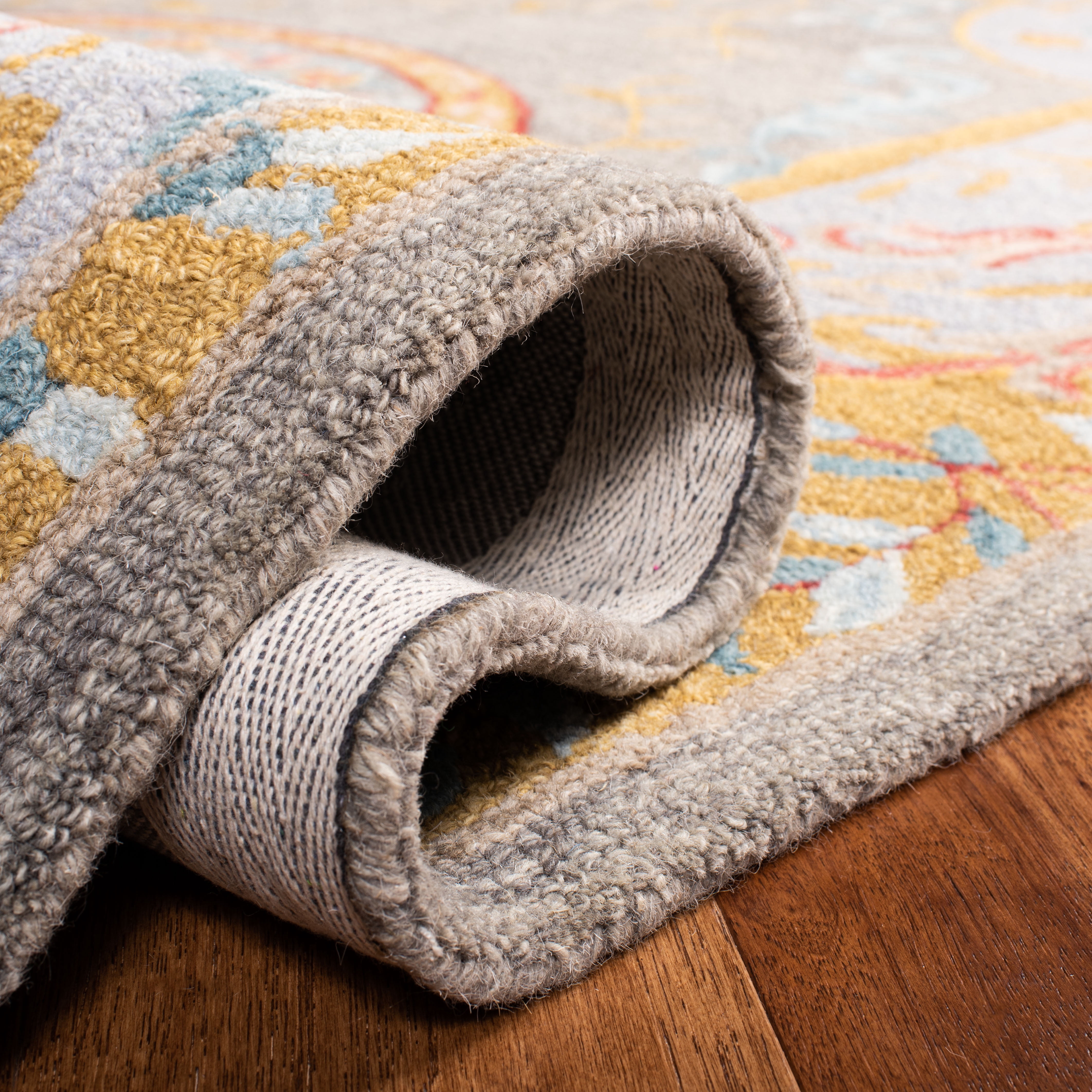 SAFAVIEH Micro-Loop Lyssa Medallion Runner Rug, Green/Grey, 2'3" x 7'